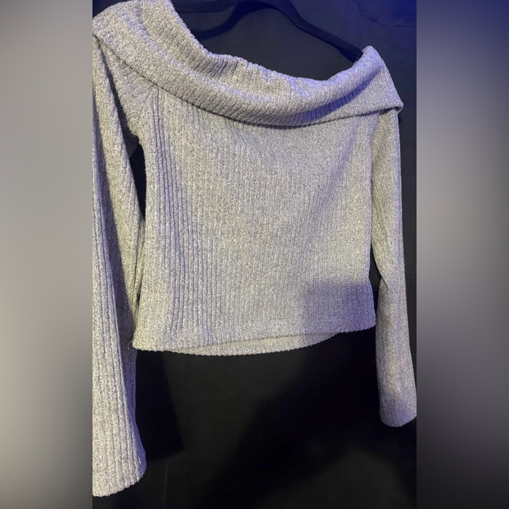 Elegant Light Gray Women's Cowl Neck Sweater